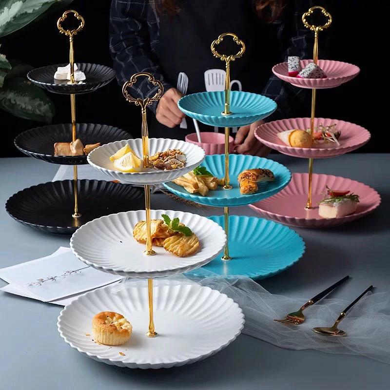 3 Layers Cake Plate Stand Handle Cake Stand Hardware Holder For Wedding Party Making Resin Cupcake Dessert Platter Serving Stand