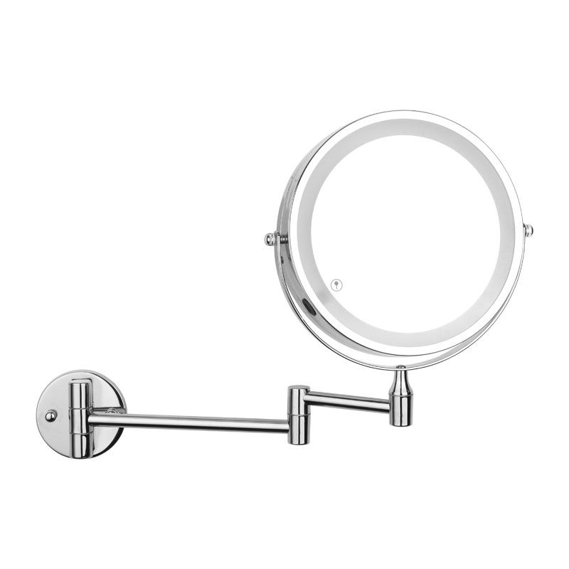 Double-Sided LED Wall-Mount Vanity Mirror with Magnification and Light