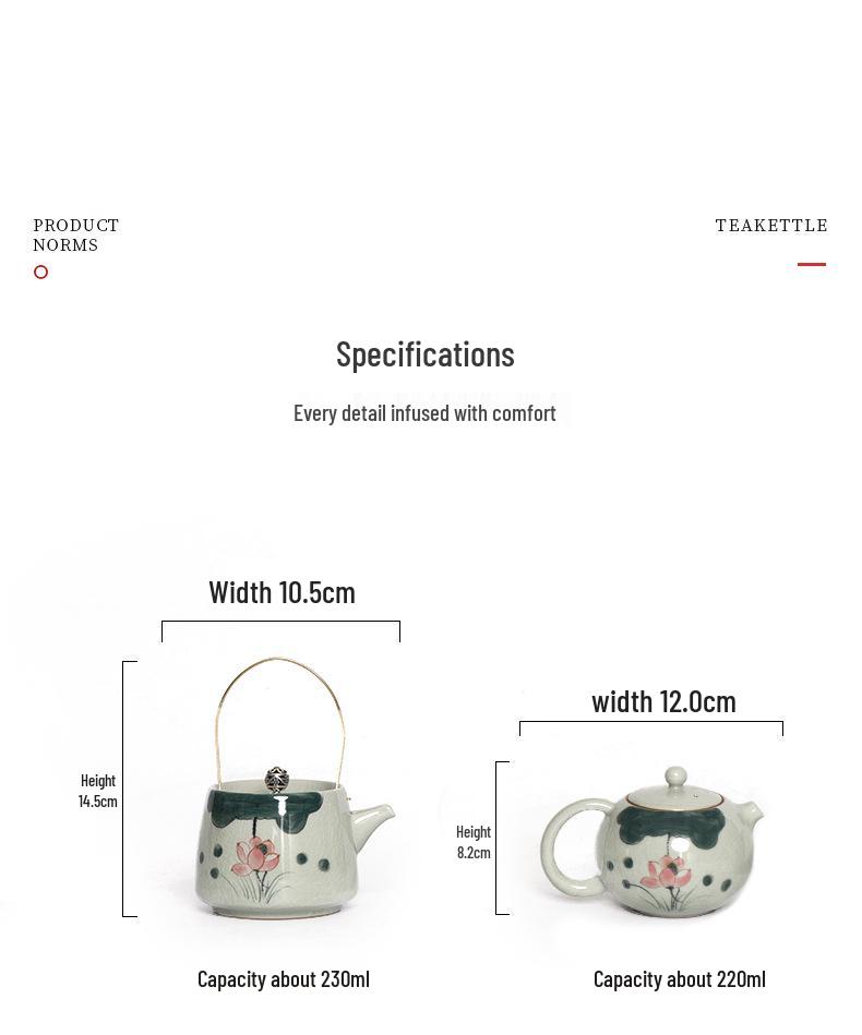 Hand-Painted Ge Kiln Ceramic Kung Fu Tea Set: Teapot & Two Cups Portable Set