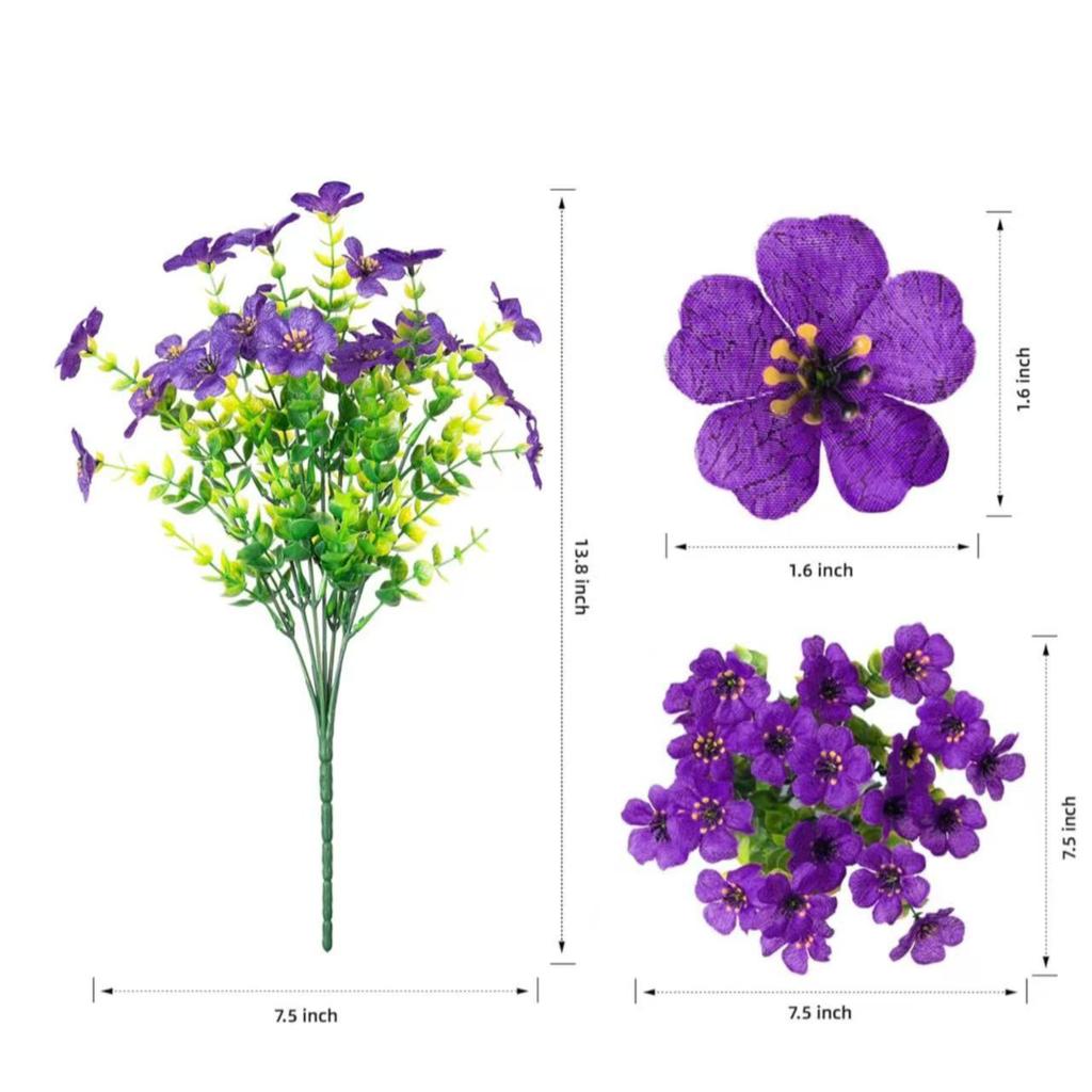 Outdoor Artificial Flowers Fake Plants Artificial Outdoor Greening Morning -UV Plastic Shrubs Decoration