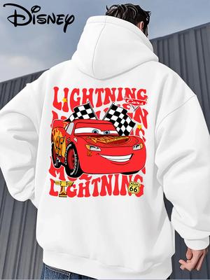 American Racing Story Lightning McQueen Print Pattern Autumn and Winter New Men and Women Casual Couple Street Wear