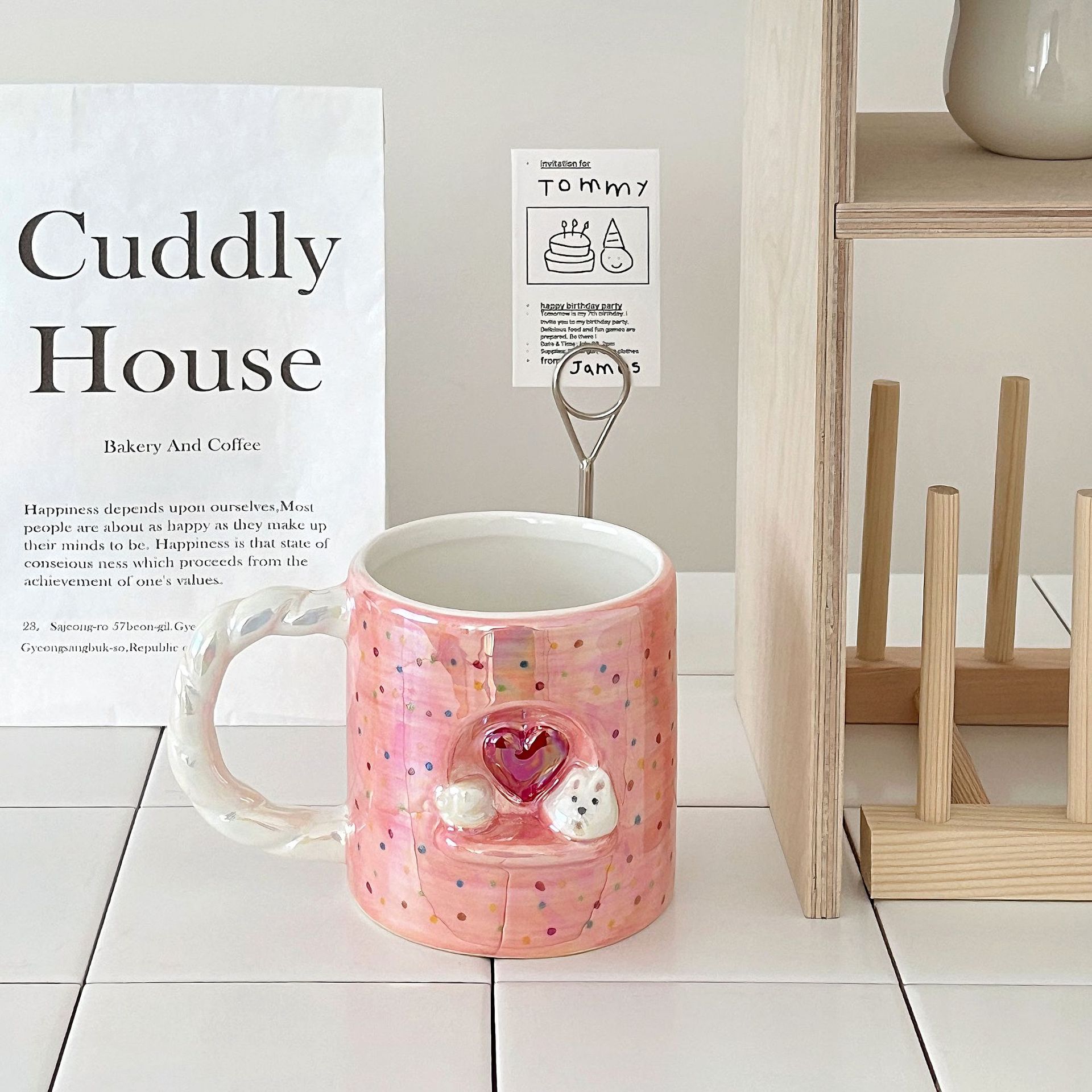 

Cartoon Love Puppy Mug Girl s Heart Good-Looking Ceramic Mug Couple Breakfast Coffee Cup High Temperature Water Mug 301-400ml