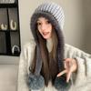 Outdoor Casual Big Hairball Hat Winter Velvet Cold-proof Warm Knitted Hat Fashion Wool Hat Women