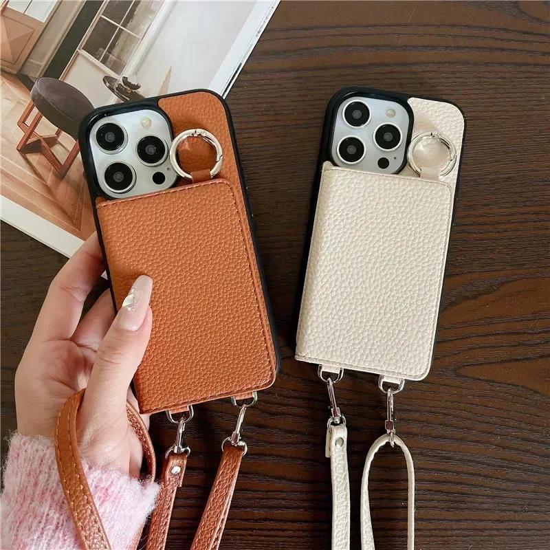 Crossbody Leather Phone Case for IPhone 13 12 Mini 16 Plus 15 14 11 Pro Max XS Wallet with Card Holder Shockproof  Cover