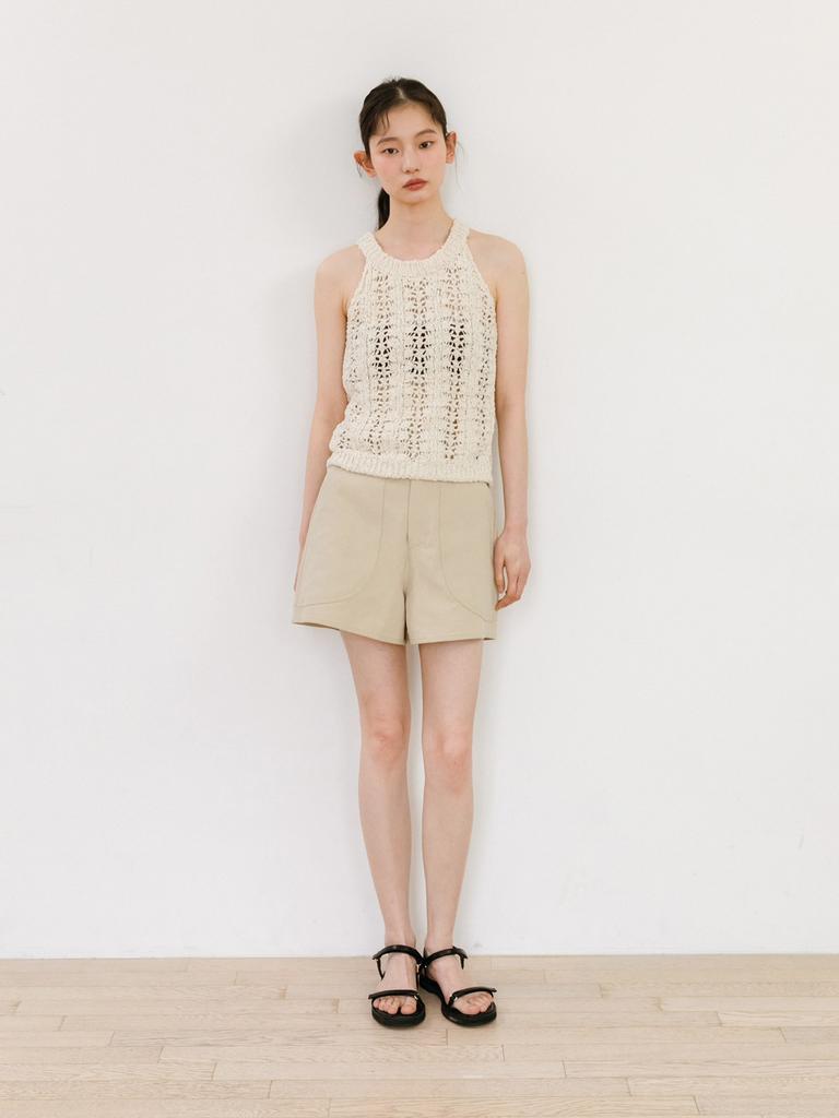 TINKNIT Slub Cotton Halter Knit_Beige