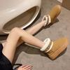 Dammode Stövlar Dam Plus Size Mocka Snökängor Casual Kort Skaft Sponge Cake Tjocksulade Bomullsstövlar Päls Plysch Sammetsskor 36-41