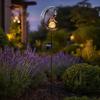 Hummingbird Moon Solar Light, Metal Crescent with Crackle Glass Ball Garden Stake, Solar Pathway Light for Yard Patio Lawn Outdoor Decor