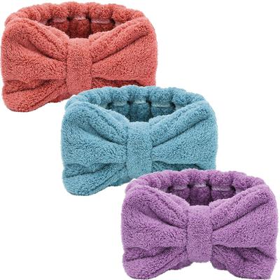 3 Pieces Spa Headband for Women Facial Headband Makeup Headband for Washing Face Terry Cloth Hairband Bow Towel Headbands