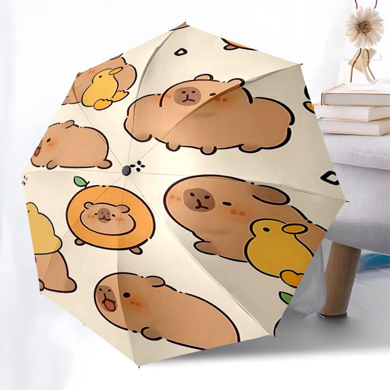 Capybara Themed Travel Umbrella-8 Ribs Automatic Opening and Closing, Portable Folding Design, Compact and Stylish Umbrella Suitable for Out