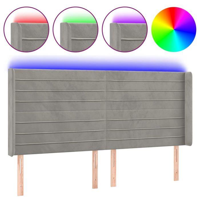 VidaXL Tête de Lit à LED Meuble de Chambre à Coucher Accessoire de Lit Double Tête de Cadre de Lit Intérieur Gris Clair 3124248