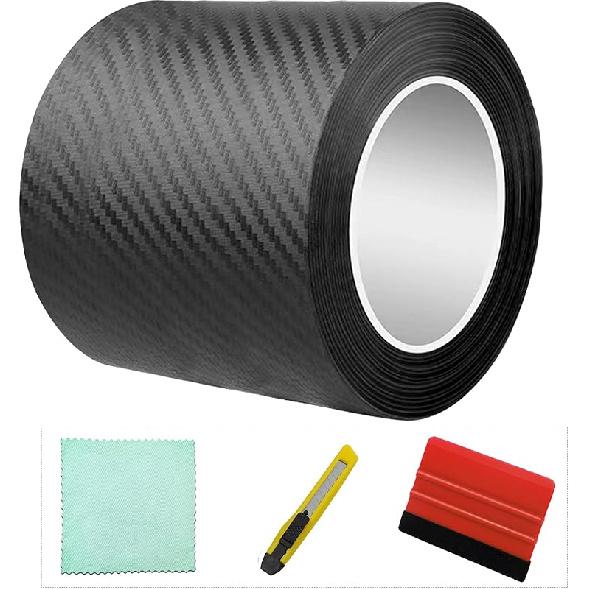 Carbon Fiber Vinyl Wrap For Cars Door Protector Edge Guards 0.6Mm Thick 33Ft Length Multi Width Options Universal Fit Hood Trunk Dashboard Motorcycle