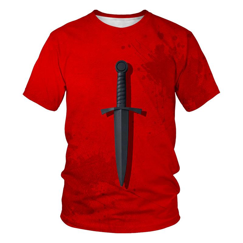 Popular 3D Dagger Fashion Print Pattern Street Summer Casual Men's T-shirt