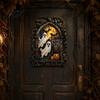 Personalized Holiday Ornaments Gothic Ghost Metal Wall Art, Vintage Bat Pumpkin Owl Spooky Entrance Decorations Hanging Sign for Living Room
