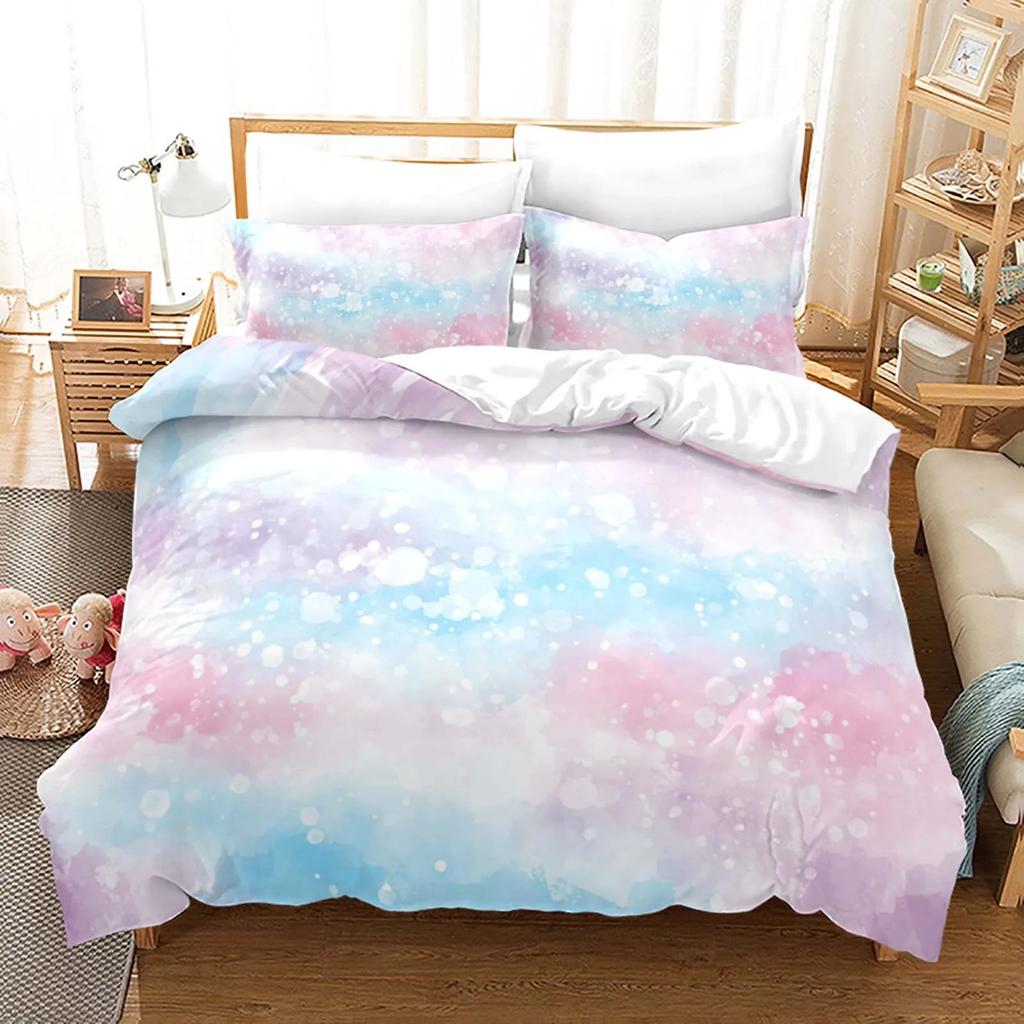 Rainbow Gradient Cloud Duvet Cover Set Colorful Print Bedding Set For Girls Women Bedroom Decorative Bedspread