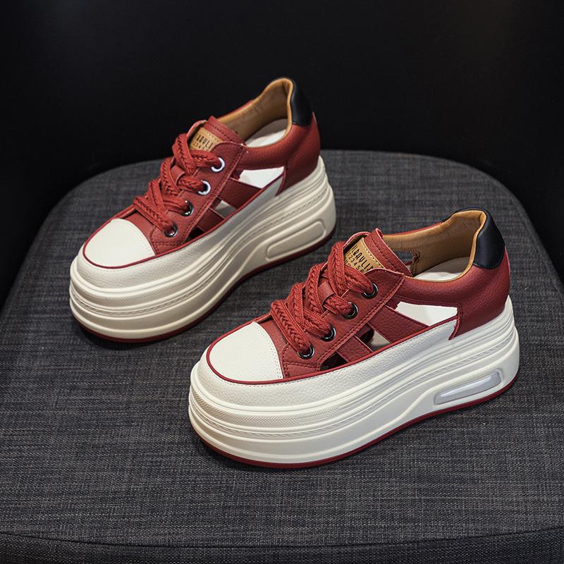 Small Women's Shoes In the Autumn of 2025 New Thick-soled Wedge Heel Muffin Heel Women's Shoes Inner Height Increase Heel Casual Shoes Women's Tide