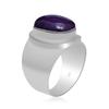 10 x 14 mm natürlicher Amethyst-Edelstein, 925er Sterlingsilber, runder Ring für Frauen und Mädchen