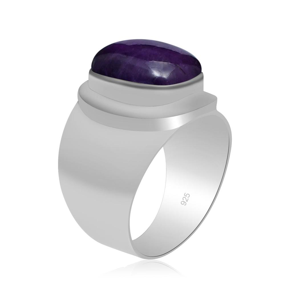 10 x 14 mm natürlicher Amethyst-Edelstein, 925er Sterlingsilber, runder Ring für Frauen und Mädchen