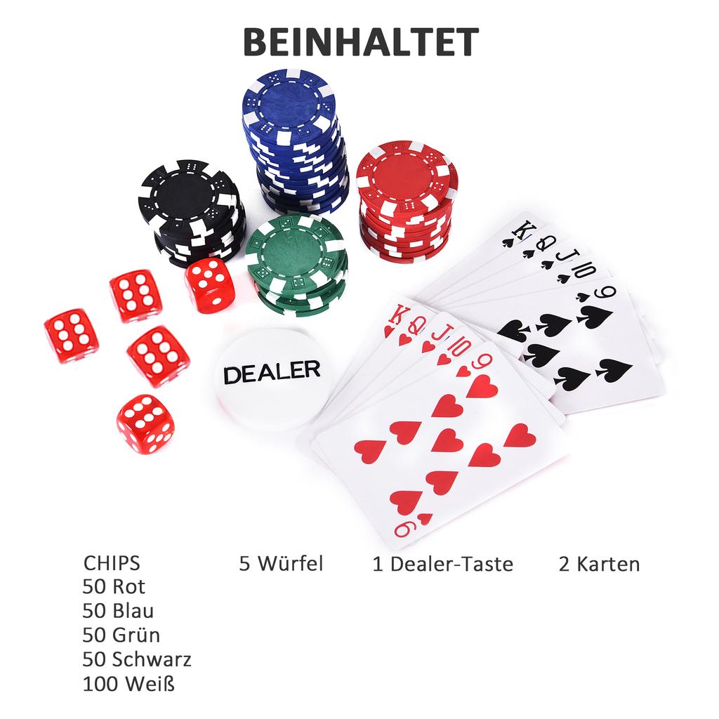 Poker Case Poker Set 200 Poker Chips 2x Card Deck 5x Dice 1x Aluminum Case Poker Set Chips Case Aluminum + Polystyrene 29.5x20.5x6.5 cm