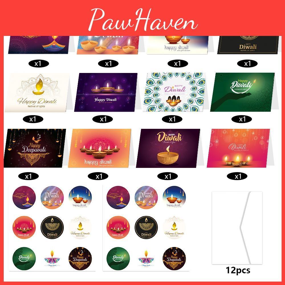 Celebration Greeting Diwali Card With Envelopes And Stickers For Events Festive