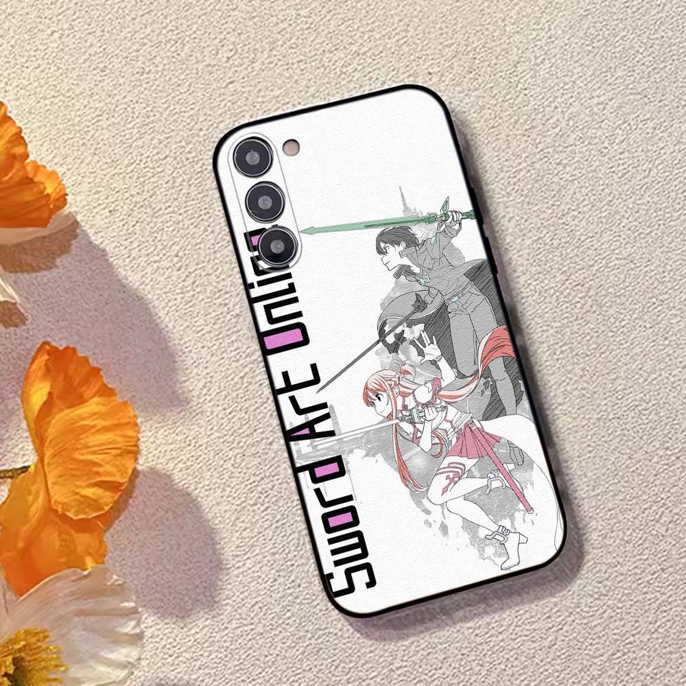 Sword Art Online kirito and asuna Phone Case Black Silicone Soft For Samsung Galaxy A73,A72,A71,A70,A53,A52,A51