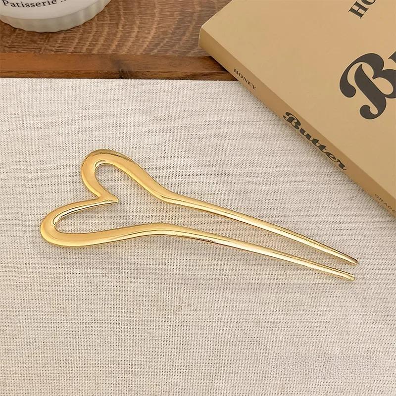 

Корейская новая заколка для волос палочки для волос сердце геометрический металл трендовый металлический аксессуар для волос головной убор прическа для женщин девушек ювелирные изделия