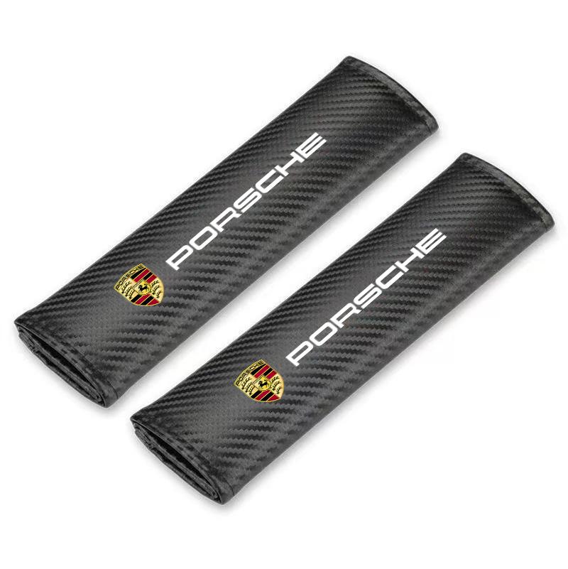 

2pcs Leather Car Seat Belt Cover Safety Belts Shoulder Pads For Porsche Cayenne Panamera Macan 911 718 Taycan Boxster Cayman 918