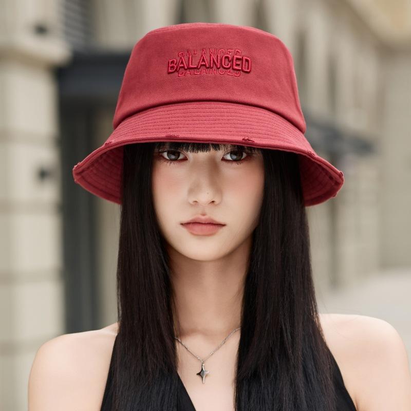 Summer Female Embroidery Letter Basin Hat Uv Protection Big Eaves Bucket Hat Travel Visor Beach Sun Hat