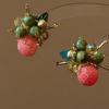 Persimmon Wishes: Mori Style Beaded Stud Earrings – Unique Sweet Fruit Design