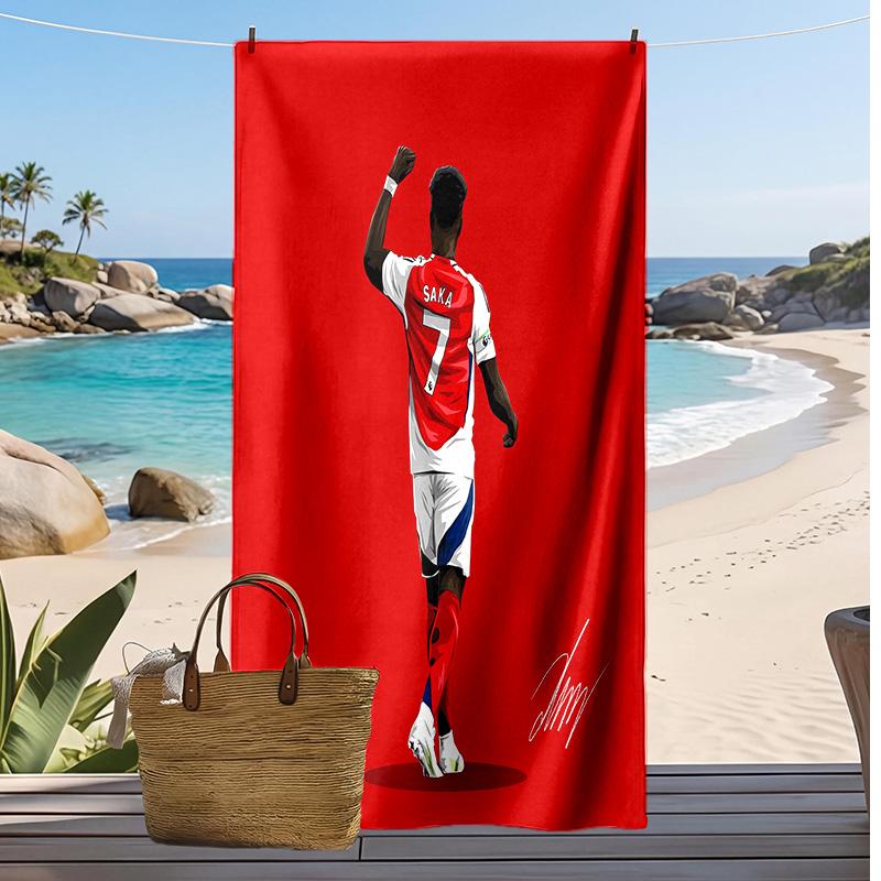 Bukayo Saka Bedrucktes Strandtuch Schnelltrocknendes Weiches Handtuch Tragbare Große Rechteckige Stranddecke für Reisen Schwimmbad