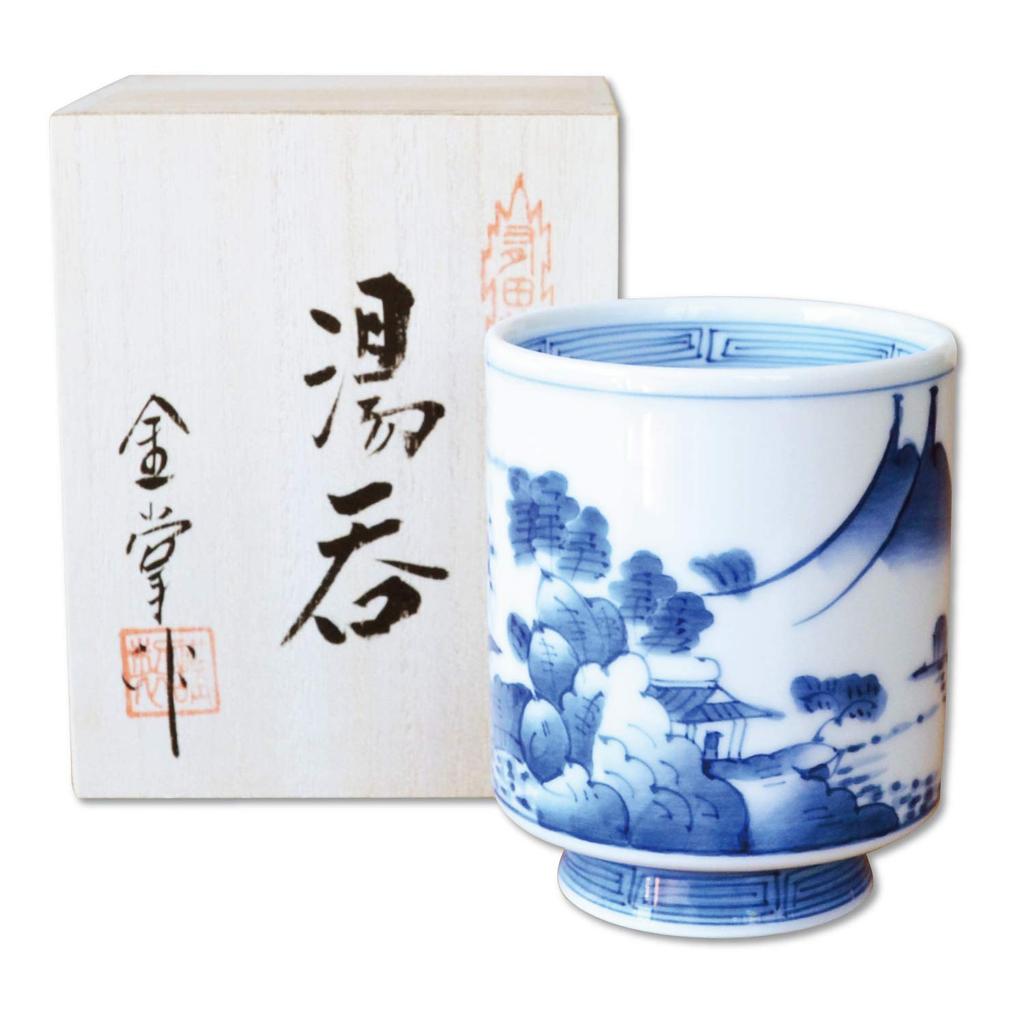Arita Hasami Large Yumi Tea Wooden Box Teacup, Teacup, Luxury, Ware, Ware, Handwritten, Taitan, Landscape, Size, Bowl,