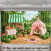 2D Watermelon Summer Backdrop Tropical Jungle Picnic Photography Background for Kids Birthday Party
