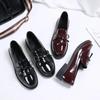 Fashion Women's 2025 New Thick Soled Patent Leather Casual Single Shoes Fashionable and Versatile British Style Flat Leather Shoes