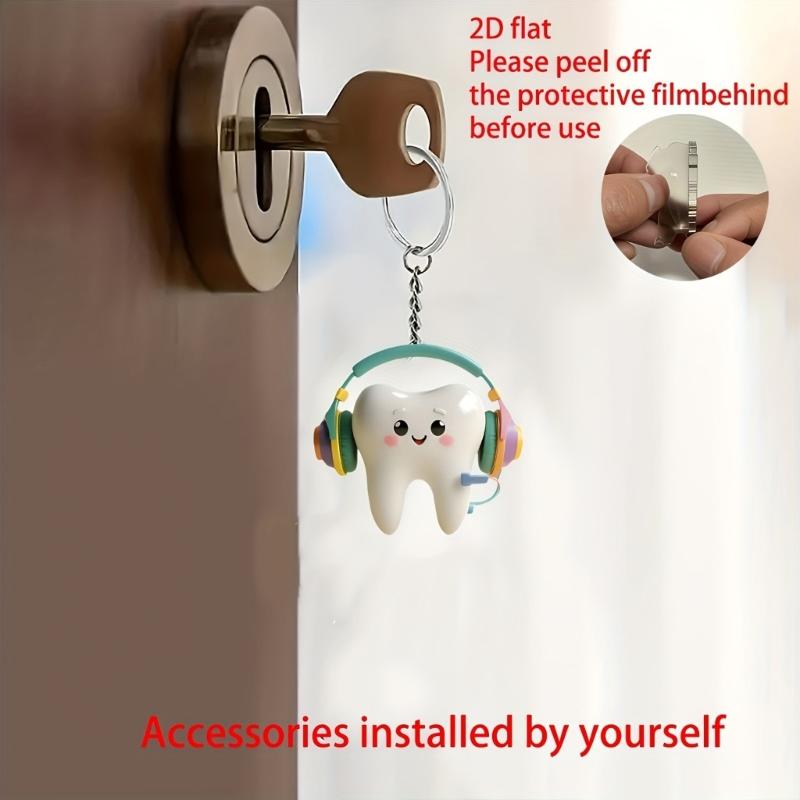 Double Texture Tooth Auto Hanging Pendant Ornament Craft Adjustable Decoration Suitable For Christmas Birthdays Travel