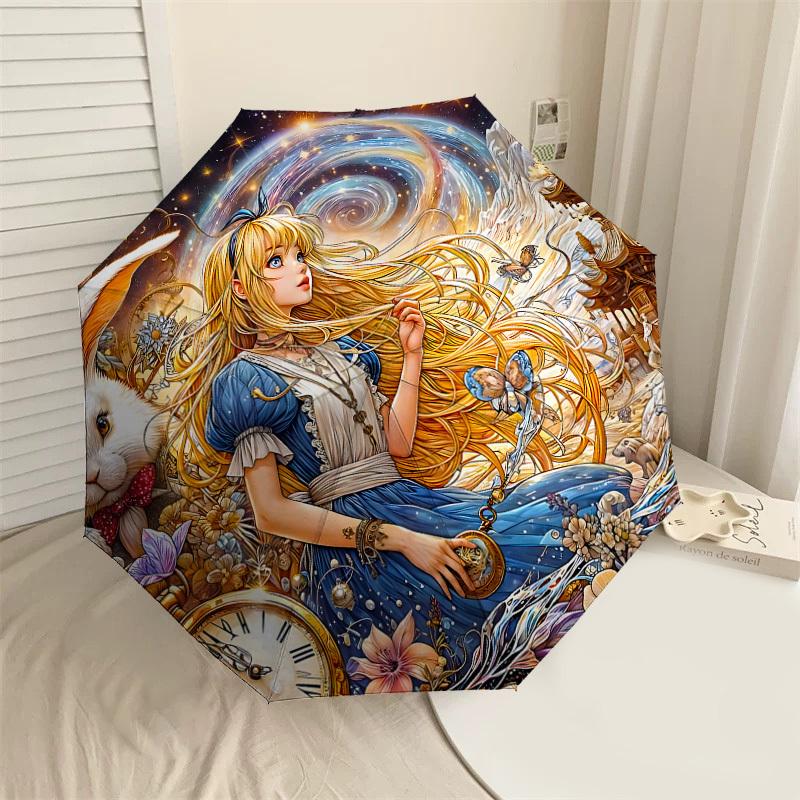 

1PC Alice in Wonderland Umbrella-8-Rib Reinforced, Automatic Open, Lightweight & Durable, Cute Fashion Accessory for Outdoor-P84