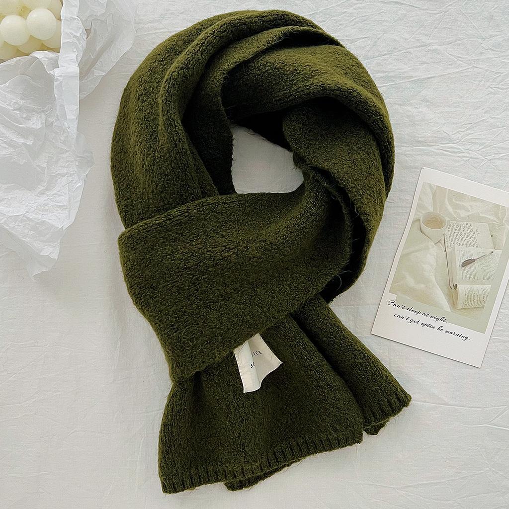 1116 Autumn and Winter New Solid Color Knitted Scarf Women's Daily Travel Temperament Versatile Scarf Winter Windproof and Cold