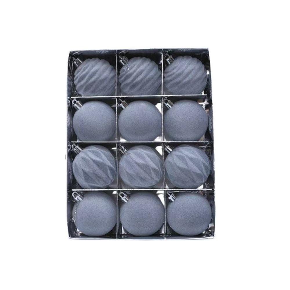 12pcs 6cm Christmas Tree Ball Pendant Flocked Xmas Tree Ornaments Christmas Spheres  New Year Noel