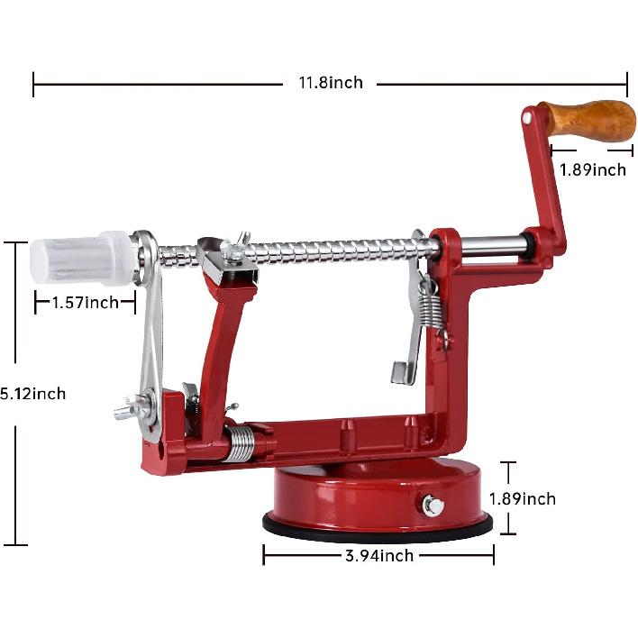 Очиститель для яблок, Нержавеющая сталь, Очиститель-нарезка-удаление сердцевины для яблок, Прочный, Тяжелый, Литой из магниевого сплава, Очиститель-нарезка-удаление сердцевины для яблок(Глубокий красный)