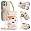 Cute Cat Crossbody Long Lanyard Flip Wallet Leather Case For Motorola G86 G67 G56 G15 Edge 60 Pro 50 Fusion Shockproof Cover