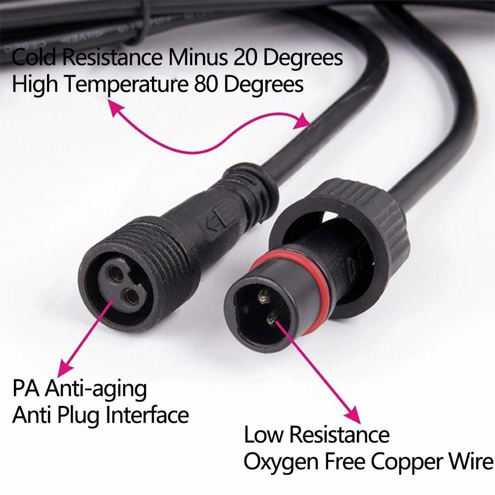 Black Solar Extension Cable Double Hole Copper Wire Extension Cord for Outdoor 16.4FT (5M) Durable Outdoor Extension Leads