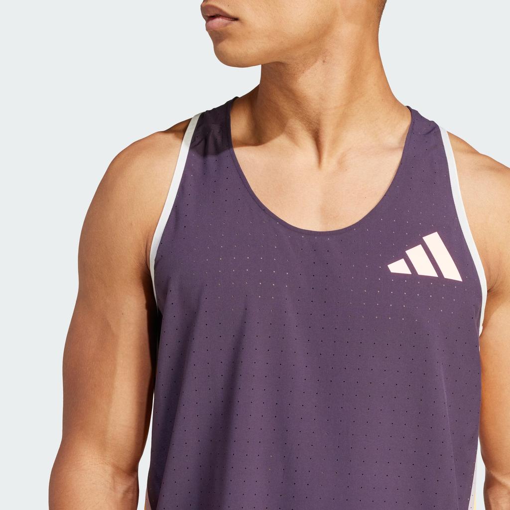Adidas Adizero Three-Stripe Color-Block Running Sports Slim-Fit Quick-Dry Tank Top Men Tops Black Purple IW6111