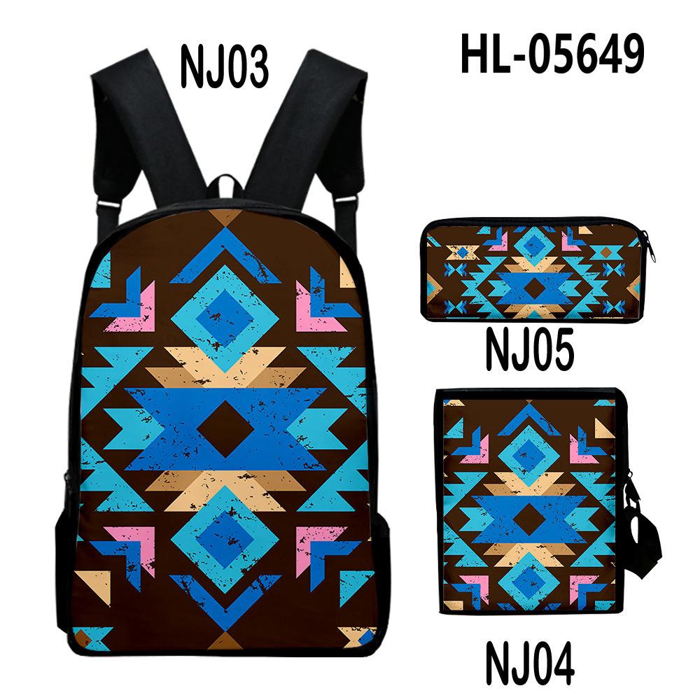 Trendy Popular Tribal patterns 3D Print 3pcs/Set pupil School Bags Laptop Daypack Backpack Inclined shoulder bag Pencil Case