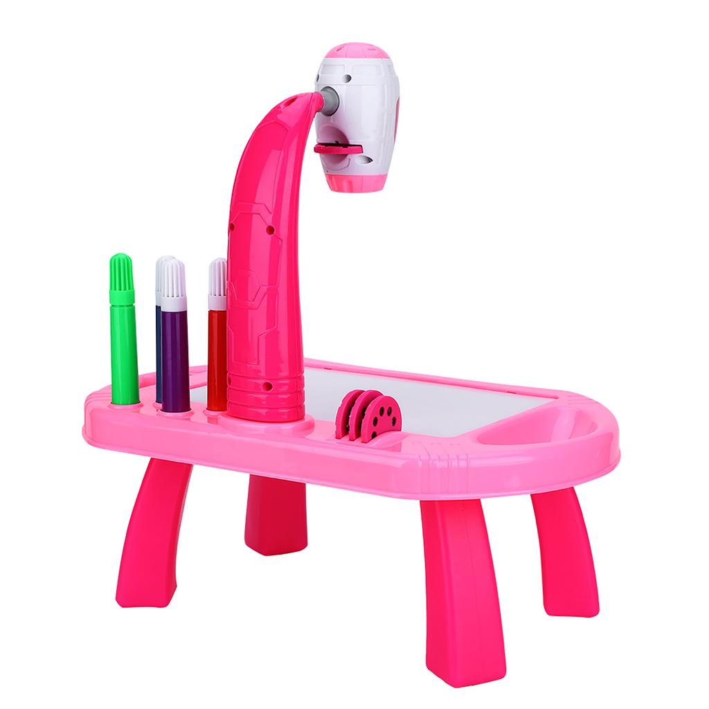 Educational Drawing Toys Set Painting Toy Projector Desk Tablet Learning Toy Tool Gift (Pink)