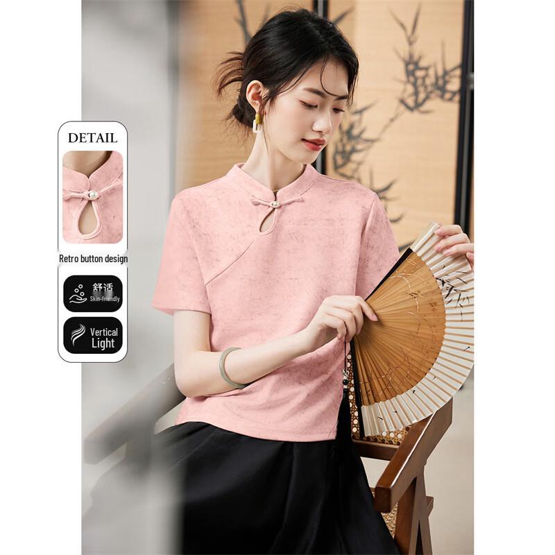 Women s New Chinese Style Tie-Dye Short Sleeve Top L