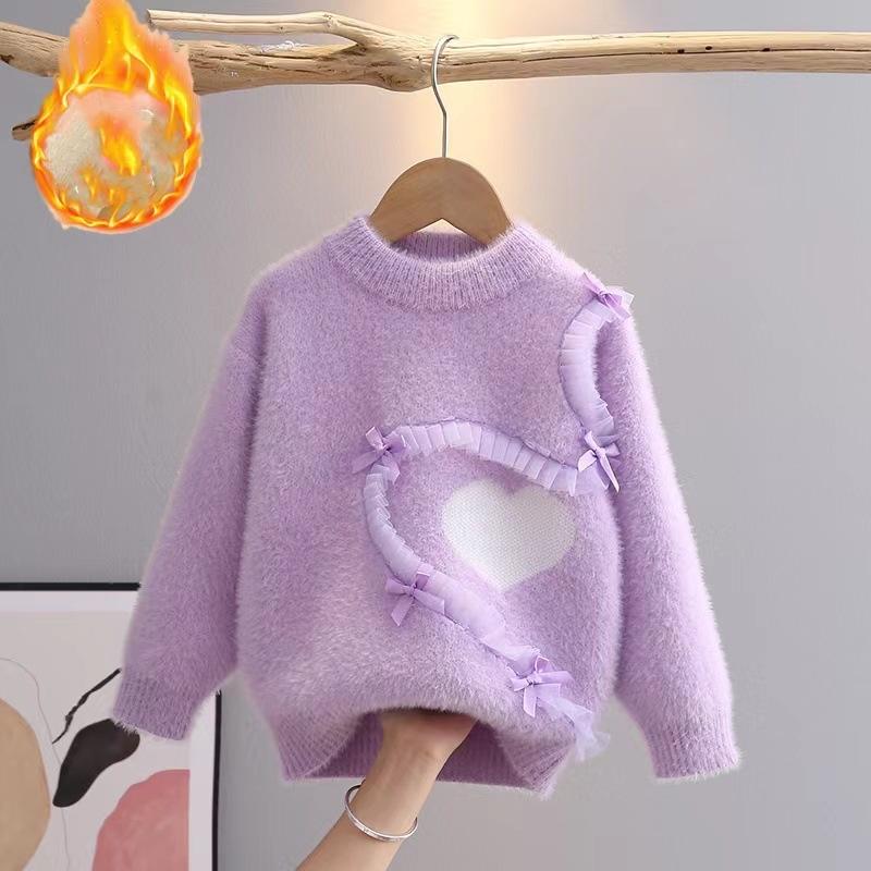 Trojrozměrná Láska Pletené Dívčí Svetry Pulovr Bunda Podzim Zima Oblečení pro Miminka Korejské Dětské Oblečení 3-10L