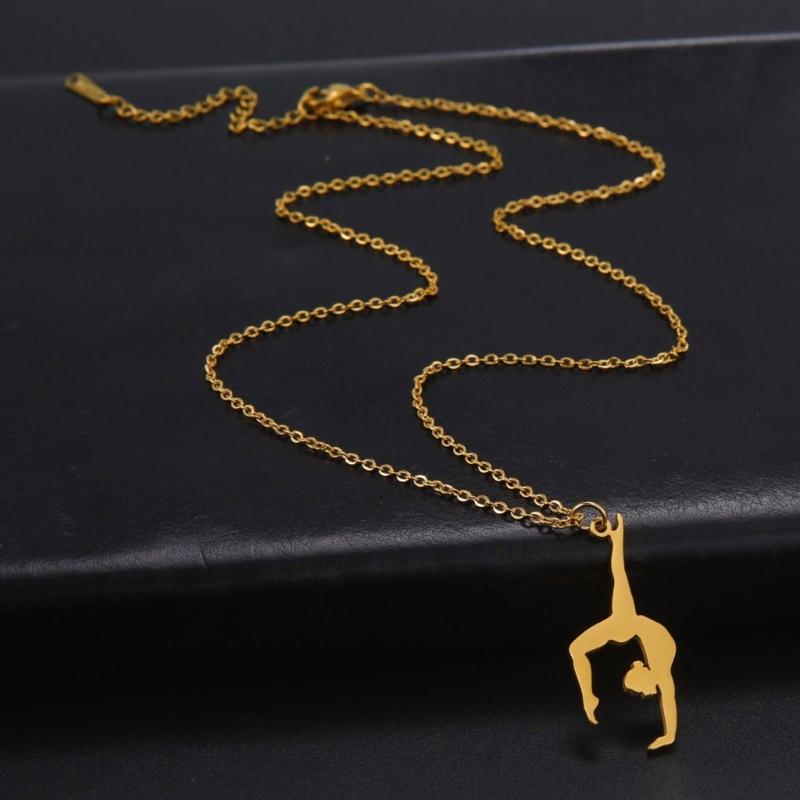 Módní náhrdelník s přívěskem pro uměleckou gymnastiku, přenosná dekorace pro trendy ženy, šperk s přívěskem z nerezové oceli