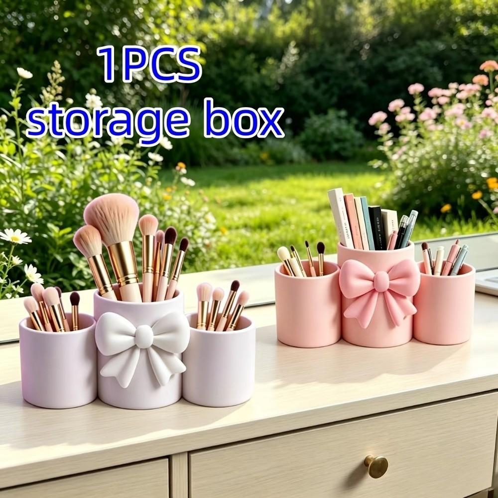 3D Printed Bow Storage Box Embossed Bow Desktop Decoration Pencil Organizer  Stationery Storage