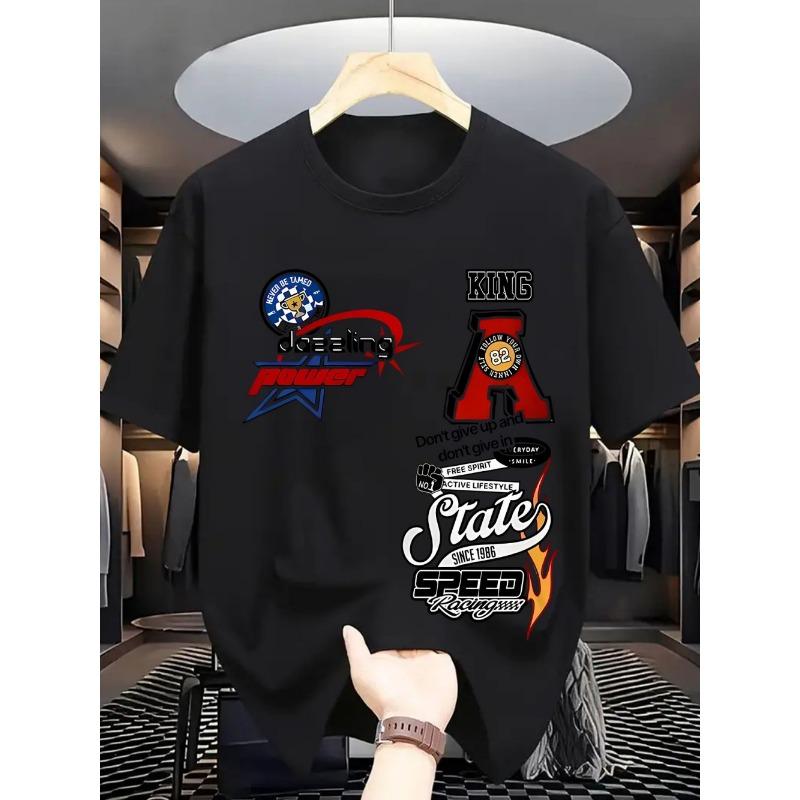 European and American men's summer fashion letter graffiti print comfortable and breathable