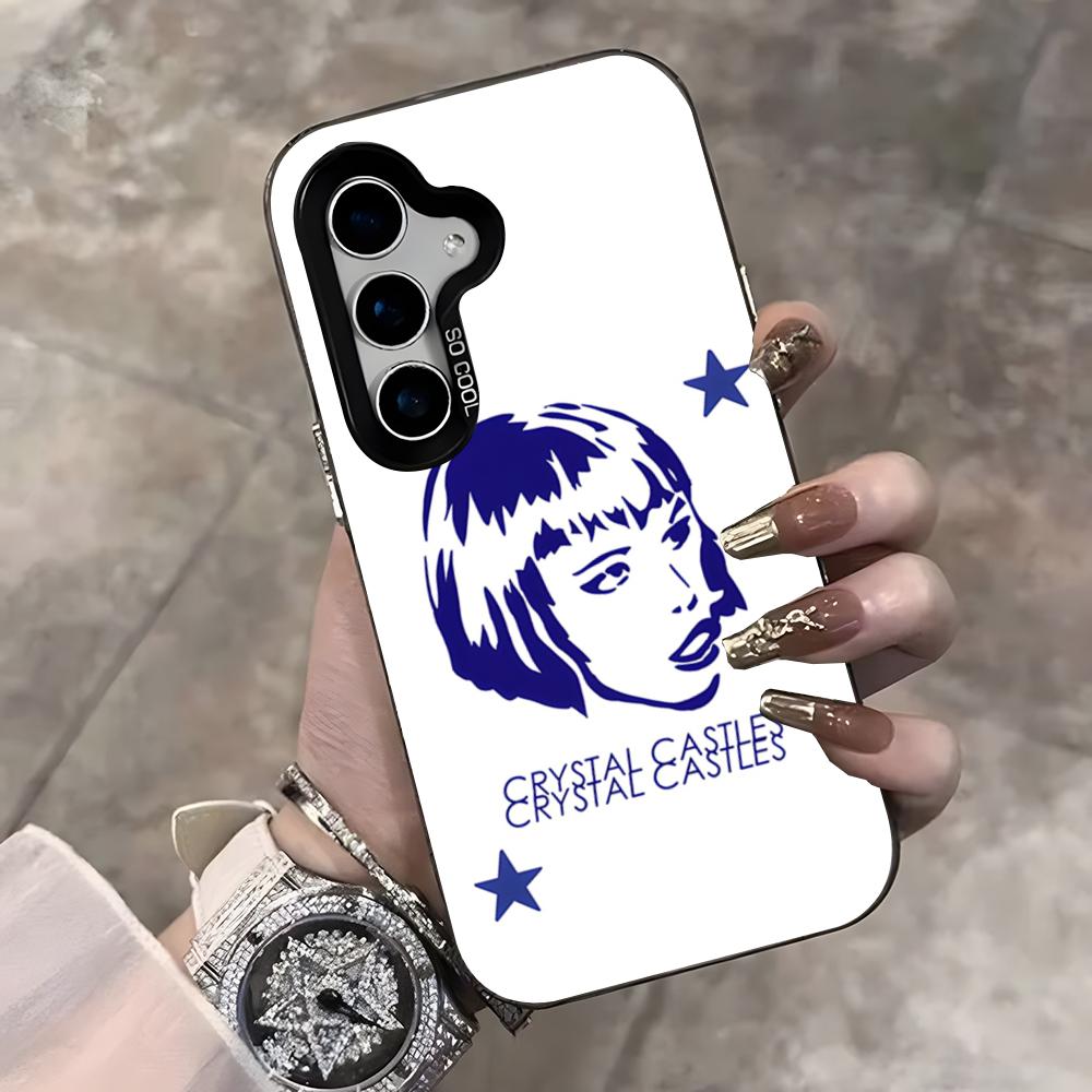 Band C-Crystal Castles Phone Case For Samsung S25 Ultra S23 S22 S21 S20 Ultra Plus S24 Fe A54 A55 Color Silver Cover