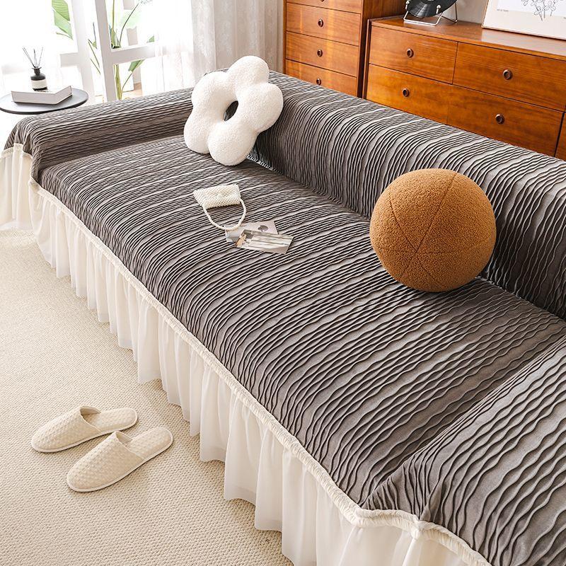 Nude Three-dimensional Dutch Velvet Light Luxury Sofa Towel One-piece Lazy Sofa Cover Cream Style Simple Sofa Cover Blanket