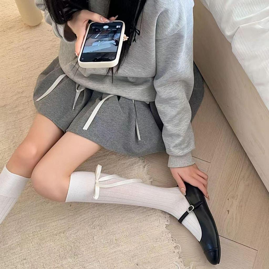 Spring/Summer Ruched Bowknot Thigh-High Girly Socks